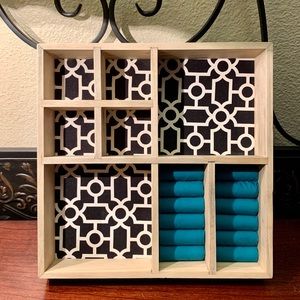 Wooden Fabric Lined Jewelry Organizer